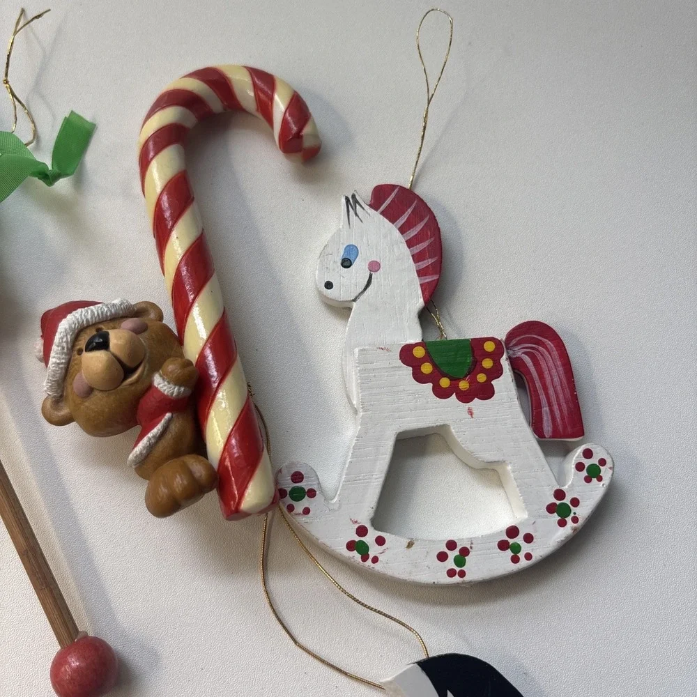 7 Vintage Ornaments Christmas Holiday Cute